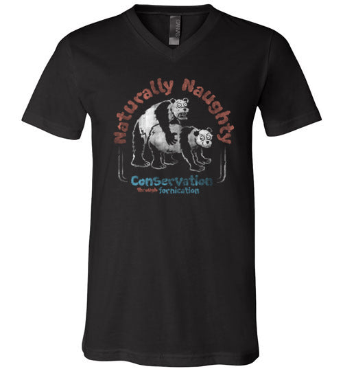 Mens V Neck Naughty Pandas